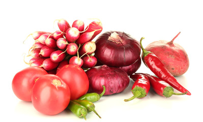 fresh red vegetables isolated on white