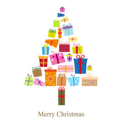 Weihnachtsbaum bestehend aus Geschenke
