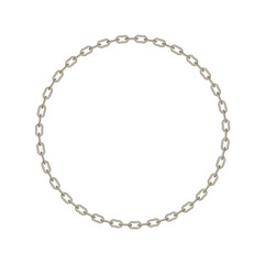 Silver chain in shape of circle