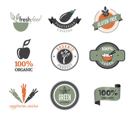Set Of Organic Icons And Stamps