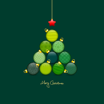 Abstract Christmas Tree Balls Pattern Green Gold