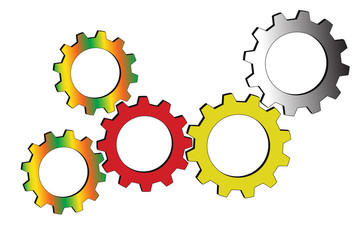 meshing  gear on white background,industrial driving