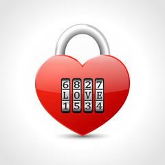 padlock -  heart with combination lock