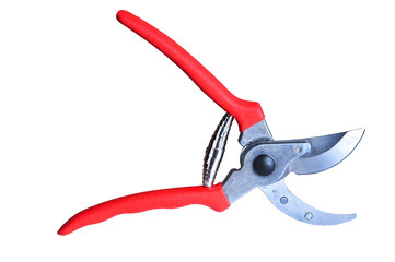 Garden scissors on a white background.