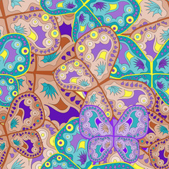 Seamless texture of colorful butterfly