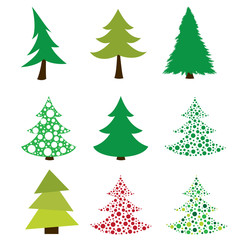set of stylized Christmas trees, vector images