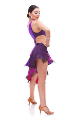 side view of a salsa dancer