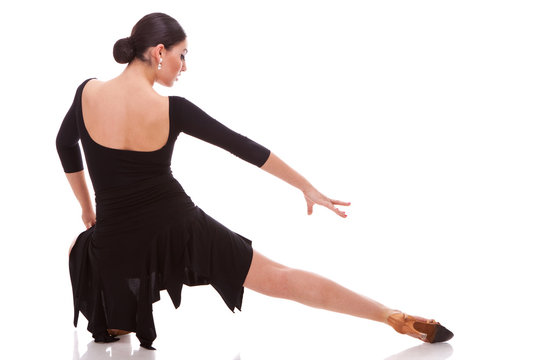 beautiful salsa dancer posing in a lunge