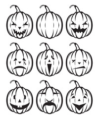 Set of holiday pumpkin jack lantern