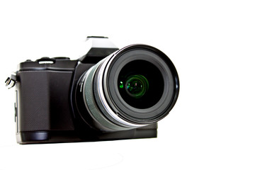 black retro design camera on white background