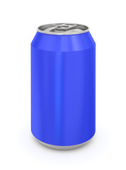 Blue Aluminum Can. Isolated on a white.