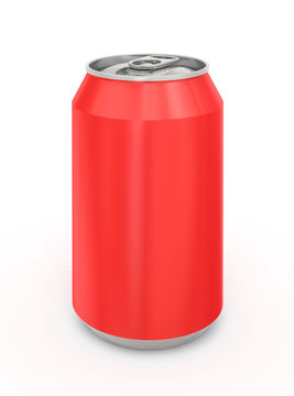 Red Aluminum Can. Isolated on a white