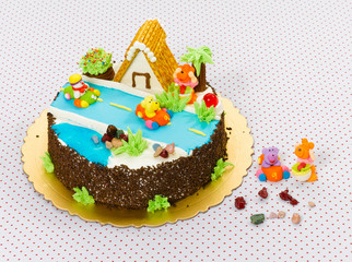 Handmade fancy cake beautiful and eatable for chrildren