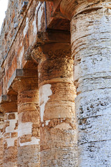 The columns of the greek temple of Segesta in Sicily