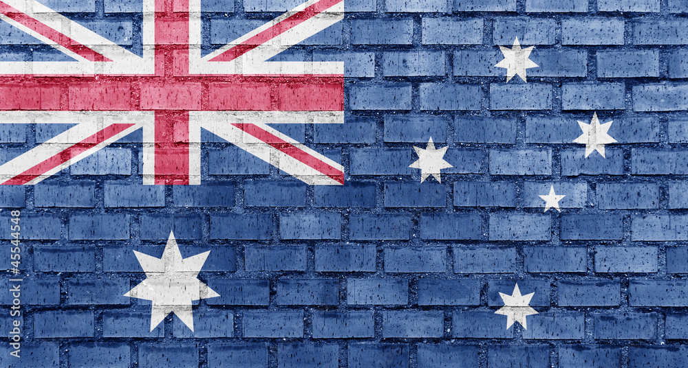 Wall mural Australia flag on a brick wall