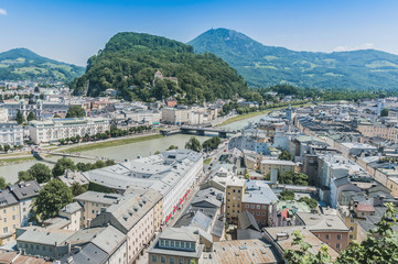 Salzburg general view from Mönchsberg viewpoint, Austria
