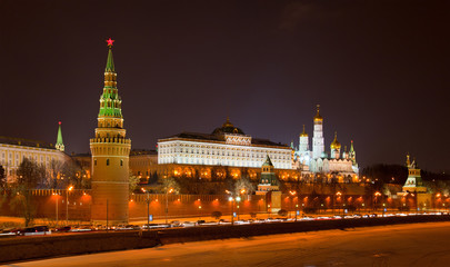 night view of Moscow Kremlin, Russia