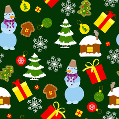 Colored Christmas seamless pattern