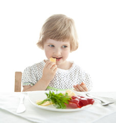 Pretty baby girl eating