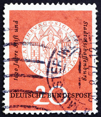 Postage stamp Germany 1957 Arms of Aschaffenburg, 1332