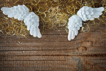 christmas background with angel wings