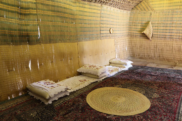 Interior of Bedouin Tent in Abu Dhabi, United Arab Emirates