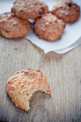 oatmeal cookies on a board