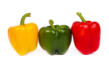 Group of seet bell peppers isolated on white