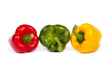 Group of seet bell peppers isolated on white