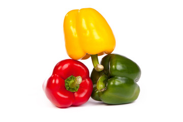 Group of seet bell peppers isolated on white