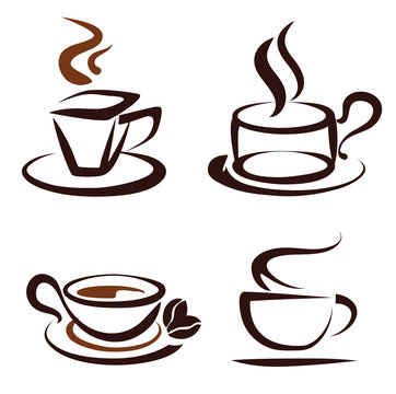 vector set of coffee cups icons