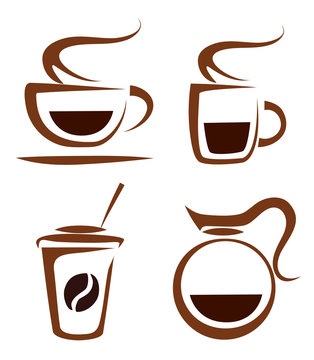 vector set of coffee cups icons
