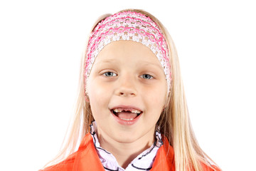 Little girl with missing front teeth