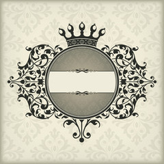 Vintage frame with crown