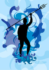 Stock Vector illustration of Neptune God 2