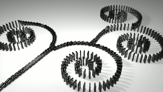 Dominos effect 3d animation.