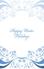 Winter background or frame with snowflakes on white