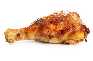 Roast chicken, isolated on white