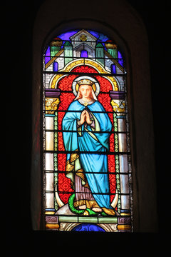 Stained glass depicting the Virgin Mary