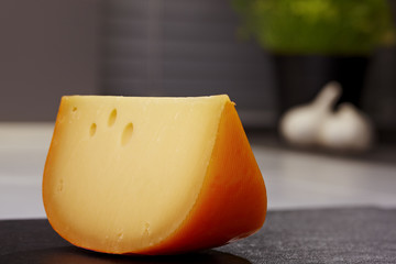 Piece of gouda cheese