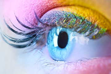 Young woman eye with makeup