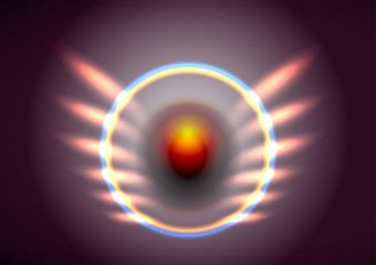 Shiny abstract label with wings