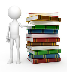 White 3d person with  books