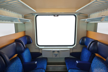 Interior of train and blank window
