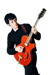 Obraz premium Guitar electric man guitarist Playing