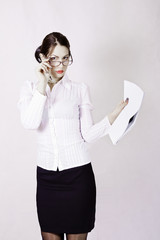 Attractive secretary with eyeglasses
