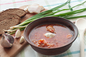 Ukrainian and russian national red borsch