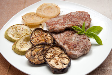 Veal Medallions with Zucchini,Eggplant and onion
