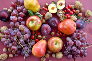 Naklejka na ściany i meble Świeże dojrzałe owoce jesieni