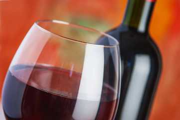 Wine, glass and the bottle